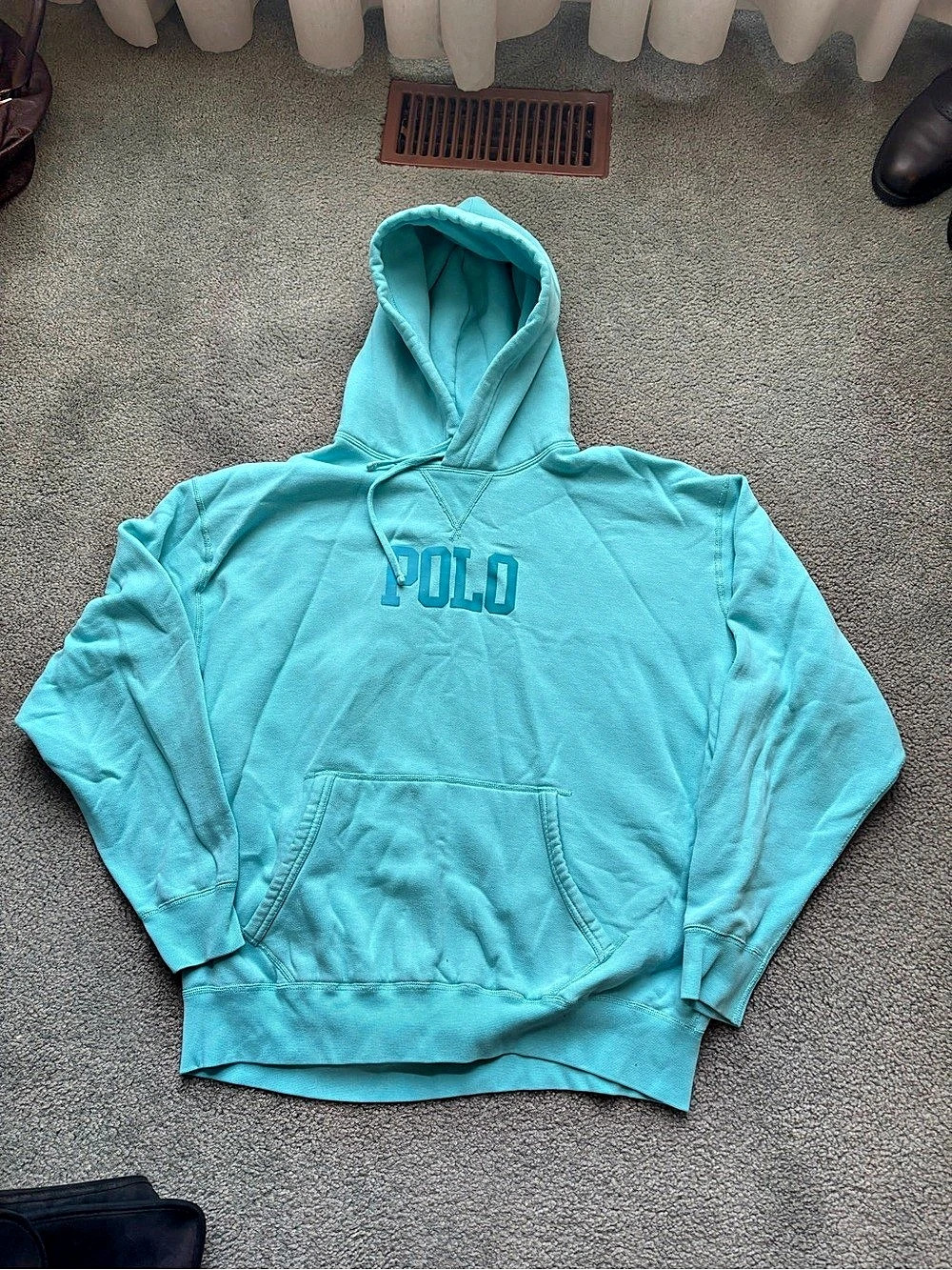 Polo Ralph Lauren Box Logo Fleece Lined Hoodie Blue Large